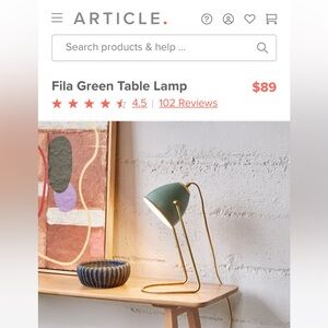 Article Fila Green Table Lamp - New